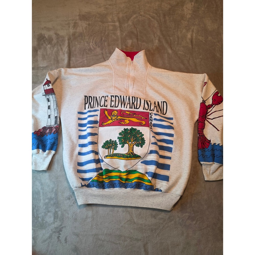 Vintage Prince Edward Island Sweatshirt Mens LG/XL White Canada Lobster